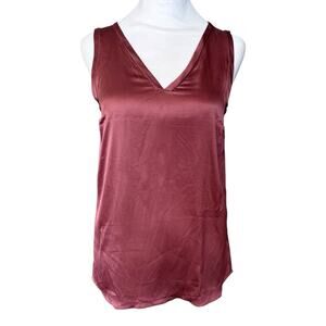 Brunello Cucinelli Red Silk Tank Top Flowy V Neck S